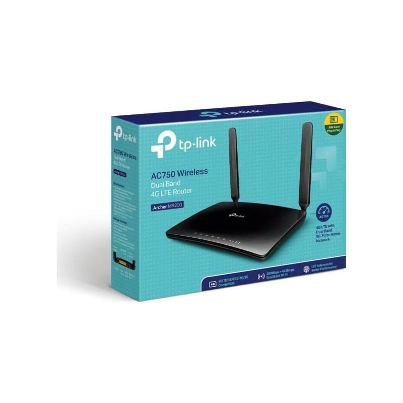 TP-Link AC750 Wireless Dual Band 4G LTE Router - Archer MR200