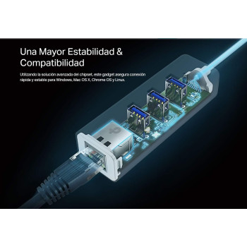 TP-LINK UE330 USB 3.0 3-Port Hub Gigabit Ethernet Adapter 2 in 1 USB Adapter