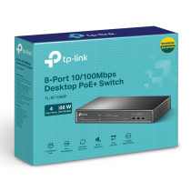 TP-Link 8 Port Fast Ethernet 10/100Mbps PoE Switch, 4 PoE Ports @57W, Desktop, Plug Play, Sturdy Metal w/Shielded Ports, Fanless, Limited Lifetime Protection, Unmanaged (TL-SF1008P)