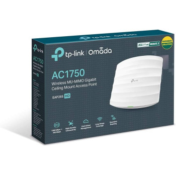 TP-Link AC1750 Wireless Access Point, Wi-Fi Dual Band with MU-MIMO, 2 Gigabit Ethernet Ports Support 802.3af/at/48V Passive PoE, Advanced Performance in High-Density Environments (EAP265 HD)