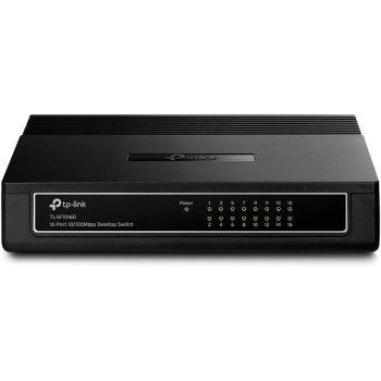 TP-Link 16 Port 10/100Mbps Fast Ethernet Switch, Desktop or Wall-Mounting, Plastic Case Ethernet Splitter, Unshielded Network Switch, Plug and Play, Fanless Quiet, Unmanaged (TL-SF1016D)