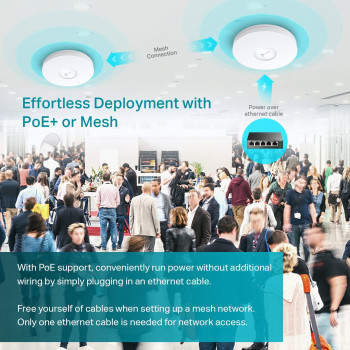 TP-Link EAP620 HD, Omada WiFi 6 AX1800 Wireless Gigabit Access Point for High-Density Deployment, OFDMA, Mesh, Seamless Roaming MU-MIMO, SDN Integrated, Cloud Access Omada App, PoE+ Powered