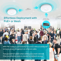 TP-Link EAP620 HD, Omada WiFi 6 AX1800 Wireless Gigabit Access Point for High-Density Deployment, OFDMA, Mesh, Seamless Roaming MU-MIMO, SDN Integrated, Cloud Access Omada App, PoE+ Powered