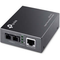 TP-Link Gigabit SFP to RJ45 Fiber Media Converter, Fiber to Ethernet Converter, 10/100/1000Mbps RJ45 Port to 1000Base-LX Single-Mode Fiber (MC210CS) Grey