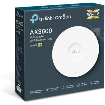 TP-Link Wi-Fi 6 Wireless Access Point, Dual Band AX3600, a 2.5 Gbps Ethernet port support 802.3at PoE+, Ultra-High Performing Enterprise Wireless for High-Density Environments(EAP660 HD)