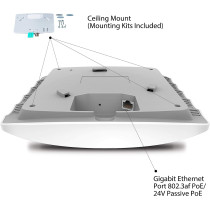 TP-Link AC1350 Wireless Access Point, Wi-Fi Dual Band with MU-MIMO, 1 Gigabit Ethernet Port Support 802.3af/at/24V Passive PoE, Support Multiple SSIDs, Easily Mount to Wall or Ceiling (EAP225)