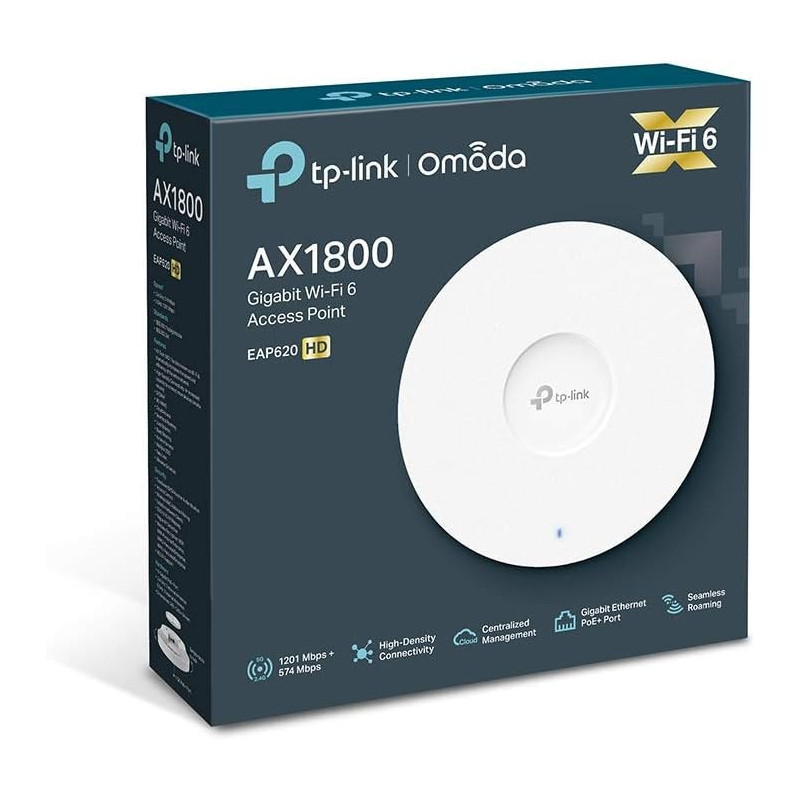 TP-Link Omada AX1800 Wireless Dual Band Ceiling Mount Access Point, Ultra-Fast Wi-Fi 6 Speeds, Easily Wall Mount, Centralized Cloud Management (EAP620 HD)