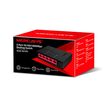 Mercusys MS105G Desktop Switch, 5 x 10/100/1000Mbps Gigabit LAN Ports, 2 Year Warranty, Black