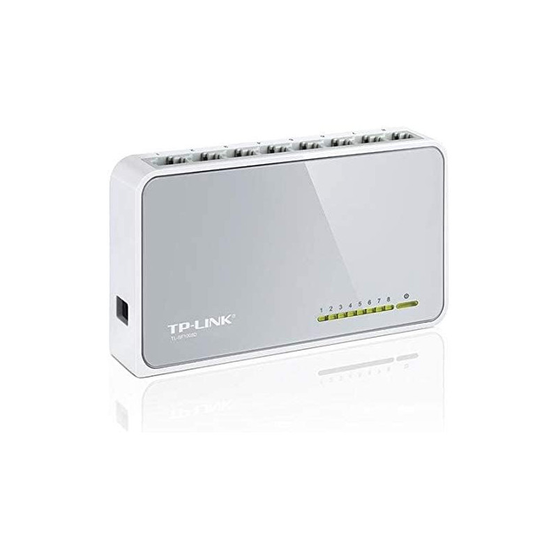 TP-Link TL-SF1008D 8 Port 100 Mbps Desktop Switch - White and Gray