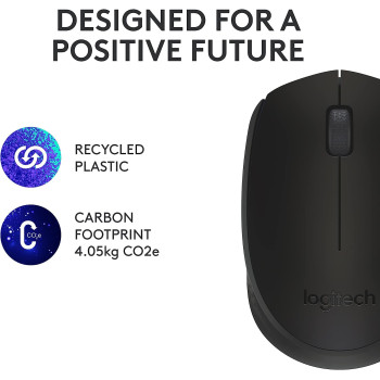 Logitech M171 Wireless Mouse for PC, Mac, Laptop, 2.4 GHz, Optical Tracking, 12-Months Battery Life, Ambidextrous-Black