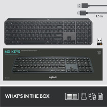 Logitech MX Keys Advanced Illuminated Wireless Keyboard, Bluetooth, Tactile Responsive Typing, Backlit Keys, USB-C, PC/Mac/Laptop Windows/Linux/IOS/Android - Graphite Black