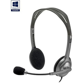 Logitech H111 Wired Headset, Stereo Headphones With Noise Cancelling Microphone, 3.5 mm Audio Jack, Pc/Mac/Laptop/Smartphone/Tablet Black, Large