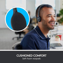 Logitech H111 Wired Headset, Stereo Headphones With Noise Cancelling Microphone, 3.5 mm Audio Jack, Pc/Mac/Laptop/Smartphone/Tablet Black, Large