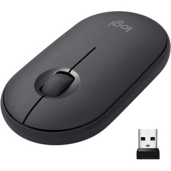 Logitech Pebble Wireless Mouse with Bluetooth or 2.4 GHz Receiver, Silent, Slim Computer Mouse with Quiet Clicks, for Laptop/Notebook/iPad/PC/Mac/Chromebook - Graphite