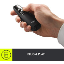 Logitech Wireless Presenter R400, Wireless Presentation Remote Clicker with Laser Pointer, Black, 1.9Quot; x 6.2Quot; x 8Quot;