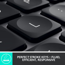 Logitech MX Keys Advanced Illuminated Wireless Keyboard, Bluetooth, Tactile Responsive Typing, Backlit Keys, USB C, PC/Mac/Laptop Windows/Linux/IOS/Android, Arabic Layout QWERTY Graphite