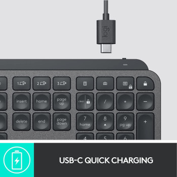 Logitech MX Keys Advanced Illuminated Wireless Keyboard, Bluetooth, Tactile Responsive Typing, Backlit Keys, USB C, PC/Mac/Laptop Windows/Linux/IOS/Android, Arabic Layout QWERTY Graphite
