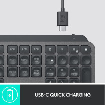 Logitech MX Keys Advanced Illuminated Wireless Keyboard, Bluetooth, Tactile Responsive Typing, Backlit Keys, USB C, PC/Mac/Laptop Windows/Linux/IOS/Android, Arabic Layout QWERTY Graphite