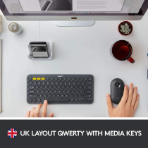 Logitech K380 Wireless Multi-Device Keyboard For Windows, Apple Ios, Apple Tv, Android Or Chrome, Bluetooth, Compact Space-Saving Design, Pc/Mac/Laptop/Smartphone/Tablet, Us International Version