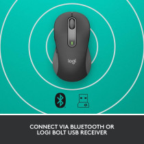 Logitech Signature M650 L Wireless Mouse - For Large Sized Hands, 2-Year Battery, Silent Clicks, Customisable Side Buttons, Bluetooth, for PC/Mac/Multi-Device/Chromebook - Graphite