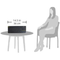 Logitech K400 Plus Wireless Livingroom Keyboard with Touchpad for Home Theatre PC Connected to TV, Customizable Multi-Media Keys, Windows, Android, Laptop/Tablet, Arabic Keyboard - Black