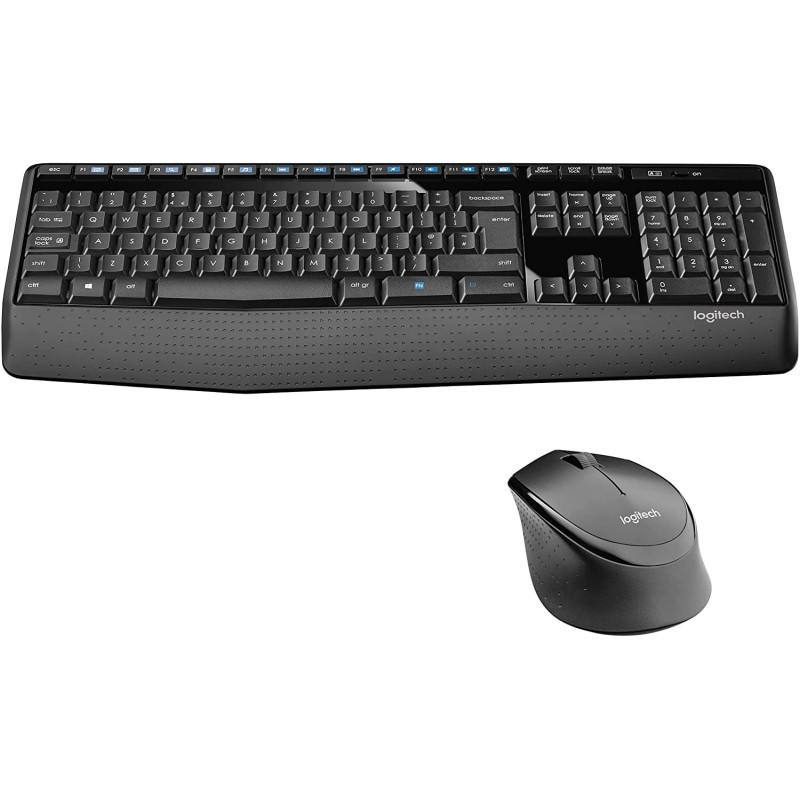 Logitech MK345 Wireless Combo Full-Sized Keyboard with Palm Rest and Comfortable Right-Handed Mouse, 2.4 GHz Wireless USB Receiver, Compatible with PC, laptop - Black