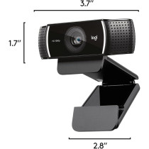 Logitech C922 Pro Stream Webcam, HD 1080p/30fps or HD 720p/60fps Hyperfast Streaming, Stereo Audio, HD light correction, Autofocus, For YouTube, Twitch, XSplit, PC/Mac/Laptop/Macbook/Tablet - Black