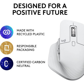Logitech MX Master 3S - Wireless Performance Mouse with Ultra-fast Scrolling, Ergo, 8K DPI, Track on Glass, Quiet Clicks, USB-C, Bluetooth, Windows, Linux, Chrome - Pale Grey
