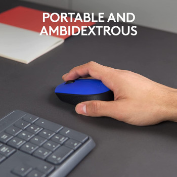 Logitech M171 Wireless Mouse for PC, Mac, Laptop, 2.4 GHz with USB Mini Receiver, Optical Tracking, 12-Months Battery Life, Ambidextrous - Blue