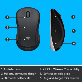 Logitech 920-008693 MK540 Wireless Keyboard and Mouse Combo for Windows, 2.4 GHz Wireless with Unifying USB-Receiver, Wireless Mouse, Multimedia Hot Keys, 3-Year Battery Life, PC/Laptop