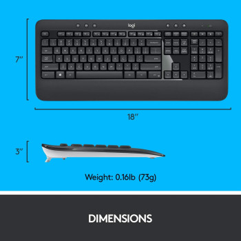 Logitech 920-008693 MK540 Wireless Keyboard and Mouse Combo for Windows, 2.4 GHz Wireless with Unifying USB-Receiver, Wireless Mouse, Multimedia Hot Keys, 3-Year Battery Life, PC/Laptop