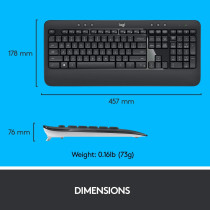 Logitech 920-008693 MK540 Wireless Keyboard and Mouse Combo for Windows, 2.4 GHz Wireless with Unifying USB-Receiver, Wireless Mouse, Multimedia Hot Keys, 3-Year Battery Life, PC/Laptop