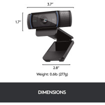 Logitech C920 Hd Pro Webcam, Full Hd 1080P/30Fps Video Calling, Clear Stereo Audio, Hd Light Correction, Works With Skype, Zoom, Facetime, Hangouts, Pc/Mac/Laptop/Macbook/Tablet - Black