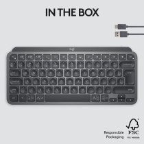 Logitech MX Keys Mini Minimalist Wireless Illuminated Keyboard, Compact, Bluetooth, Backlit, USB-C, Compatible with Apple macOS, iOS, Windows, Linux, Android, Metal Build, Arabic Keyboard - Graphite