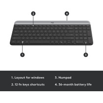 Logitech MK470 Slim Wireless Keyboard and Mouse Combo - Modern Compact Layout, Ultra Quiet, 2.4 GHz USB Receiver, Plug n' Play Connectivity, Compatible with Windows - Black