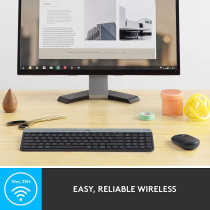 Logitech MK470 Slim Wireless Keyboard and Mouse Combo - Modern Compact Layout, Ultra Quiet, 2.4 GHz USB Receiver, Plug n' Play Connectivity, Compatible with Windows - Black