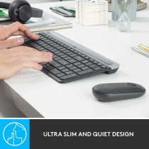 Logitech MK470 Slim Wireless Keyboard and Mouse Combo - Modern Compact Layout, Ultra Quiet, 2.4 GHz USB Receiver, Plug n' Play Connectivity, Compatible with Windows - Black