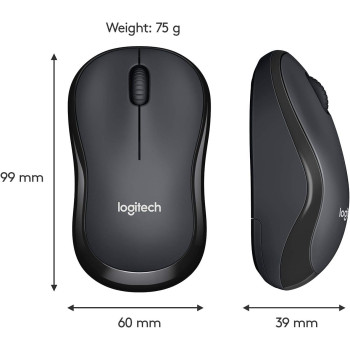 Logitech M220 Wireless Mouse, Silent Buttons, 2.4 Ghz With Usb Mini Receiver, 1000 Dpi Optical Tracking, 18-Month Battery Life, Ambidextrous Pc / Mac / Laptop - Charcoal Grey