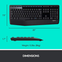 Logitech MK345 Wireless Keyboard and Mouse Combo, Full-Sized Keyboard with Palm Rest, Right-Handed Mouse, 2.4 GHz Wireless USB Receiver, Compatible with PC, laptop, Arabic Layout - Black