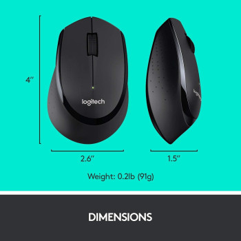 Logitech MK345 Wireless Keyboard and Mouse Combo, Full-Sized Keyboard with Palm Rest, Right-Handed Mouse, 2.4 GHz Wireless USB Receiver, Compatible with PC, laptop, Arabic Layout - Black