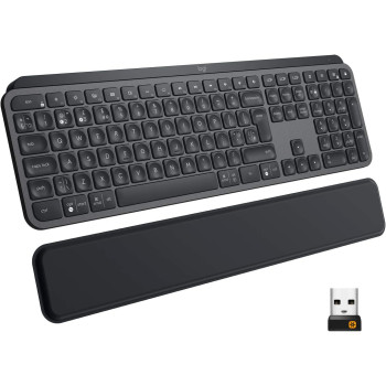 Logitech MX Keys Plus Advanced Wireless Illuminated Keyboard with Detachable Palm Rest, Tactile Responsive Typing, Backlighting, Bluetooth, USB-C, Apple macOS, Microsoft Windows, Linux