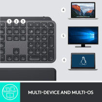 Logitech MX Keys Plus Advanced Wireless Illuminated Keyboard with Detachable Palm Rest, Tactile Responsive Typing, Backlighting, Bluetooth, USB-C, Apple macOS, Microsoft Windows, Linux