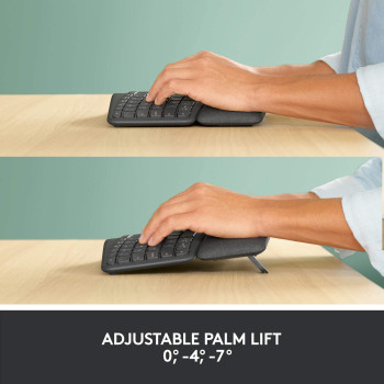 Logitech ERGO K860 Wireless Ergonomic Keyboard - Split Keyboard, Wrist Rest, Natural Typing, Stain-Resistant Fabric, Bluetooth and USB Connectivity, Compatible with Windows/Mac, Arabic Layout