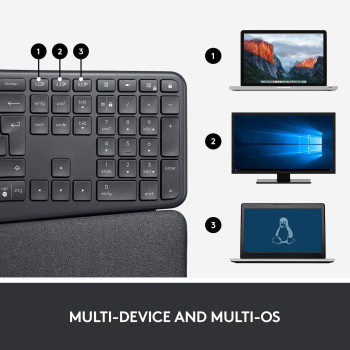 Logitech ERGO K860 Wireless Ergonomic Keyboard - Split Keyboard, Wrist Rest, Natural Typing, Stain-Resistant Fabric, Bluetooth and USB Connectivity, Compatible with Windows/Mac, Arabic Layout