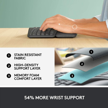 Logitech ERGO K860 Wireless Ergonomic Keyboard - Split Keyboard, Wrist Rest, Natural Typing, Stain-Resistant Fabric, Bluetooth and USB Connectivity, Compatible with Windows/Mac, Arabic Layout