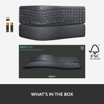 Logitech ERGO K860 Wireless Ergonomic Keyboard - Split Keyboard, Wrist Rest, Natural Typing, Stain-Resistant Fabric, Bluetooth and USB Connectivity, Compatible with Windows/Mac, Arabic Layout