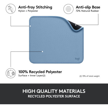 Logitech Mouse Pad - Studio Series, Computer Mouse Mat With Anti-Slip Rubber Base, Easy Gliding, Spill-Resistant Surface, Durable Materials, Portable, In A Fresh Modern Design - Blue Grey
