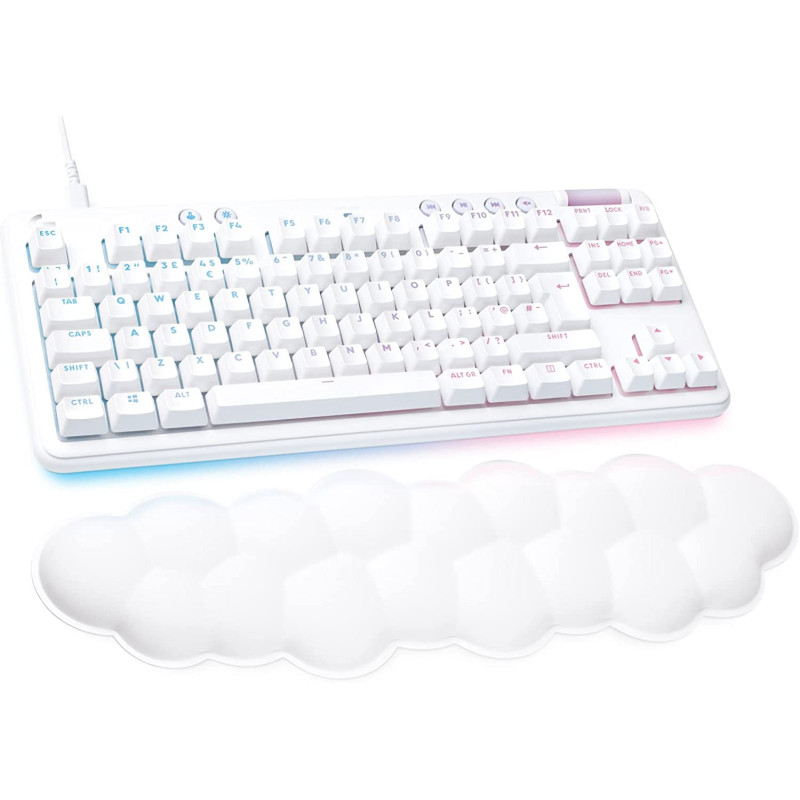 Logitech G G713 Wired Mechanical Gaming Keyboard with LIGHTSYNC RGB Lighting, Tactile Switches (GX Brown) and Keyboard Palm Rest, PC and Mac Compatible - White Mist