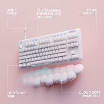 Logitech G G713 Wired Mechanical Gaming Keyboard with LIGHTSYNC RGB Lighting, Tactile Switches (GX Brown) and Keyboard Palm Rest, PC and Mac Compatible - White Mist