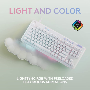 Logitech G G713 Wired Mechanical Gaming Keyboard with LIGHTSYNC RGB Lighting, Tactile Switches (GX Brown) and Keyboard Palm Rest, PC and Mac Compatible - White Mist